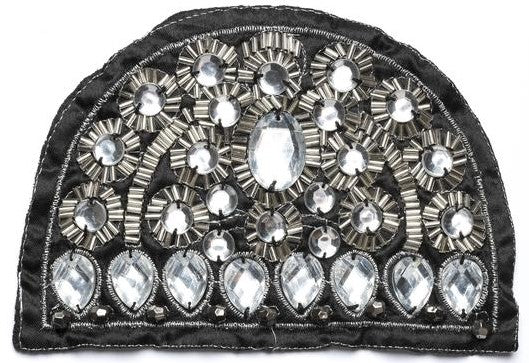 Embroidered Applique Satin Gemstone 6.25in x 4in