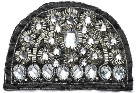 Embroidered Applique Satin Gemstone 6.25in x 4in