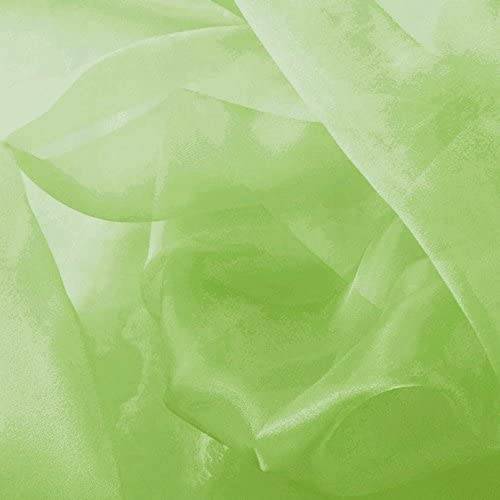 Apple Green Sparkle Crystal Sheer Organza Fabric - Apple Green, Sparkle Crystal, 60" Width