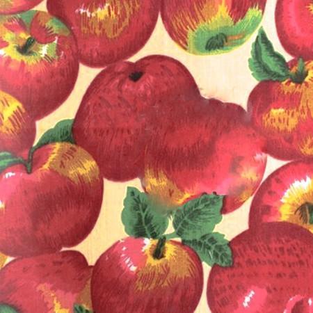 Apple Packed on Beige Poly Cotton Fabric,