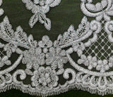 Corded Double Sided Lace Trimming Polyester Fabric - Embroidered Net Mesh, Gold, Silver, Ivory, White, 10" Width (1 Yard)