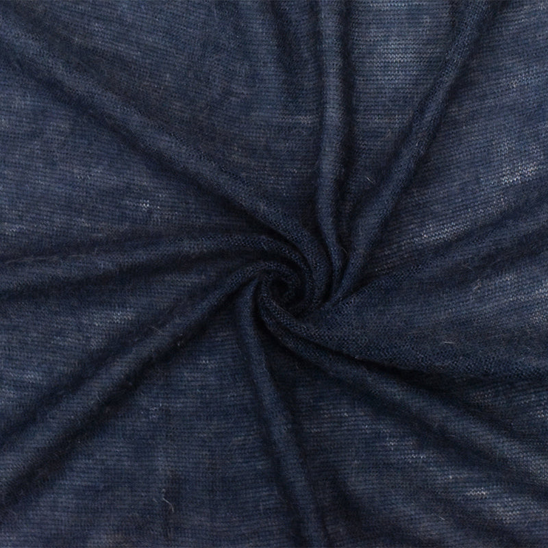 1 Yard Dusty Navy Solid Stretch Poly-Wool Jersey Knit Fabric 51 Inches Wide