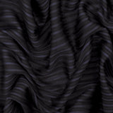 1 Yard Night Navy Blue & Black Stripe Stretch Semi Sheer Knit Textured Soft Fabric, 48 Inches Width