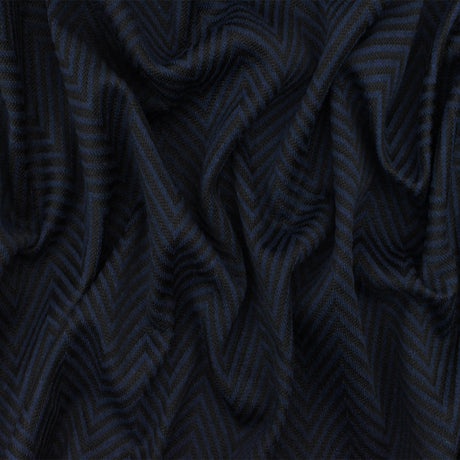 1 Yard Night Blue Black Chevron Jacquard Double Knit Fabric for Apparel and Jackets 57 Inches Width