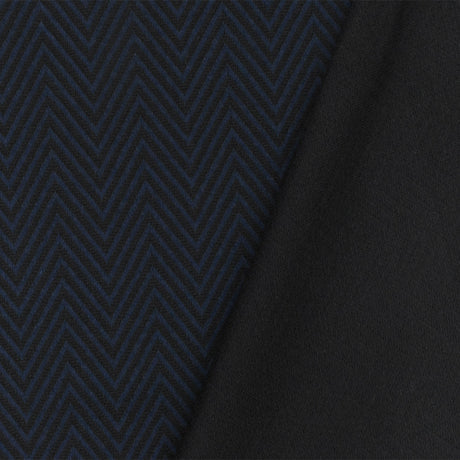 1 Yard Night Blue Black Chevron Jacquard Double Knit Fabric for Apparel and Jackets 57 Inches Width