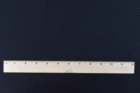 1 Yard Night Blue Black Chevron Jacquard Double Knit Fabric for Apparel and Jackets 57 Inches Width