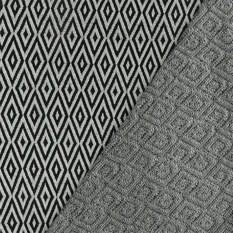 1 Yard Faded Gray Black Diamond Jacquard Stretch Rayon Knit Fabric 50 Inches