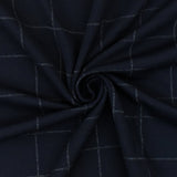 1 Yard Stark Navy White Check Printed Polyester Wool Double Knit Fabric 53 Inches