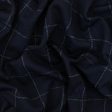 1 Yard Stark Navy White Check Printed Polyester Wool Double Knit Fabric 53 Inches