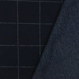 1 Yard Stark Navy White Check Printed Polyester Wool Double Knit Fabric 53 Inches