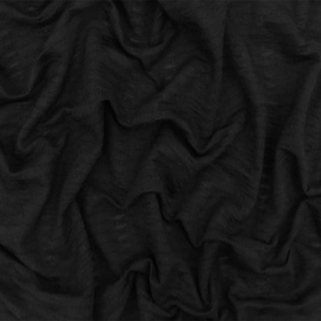1 Yard Pure Black Cable Style Stretch Knit Fabric Semi Sheer 52 Inches Wide