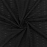 1 Yard Pure Black Cable Style Stretch Knit Fabric Semi Sheer 52 Inches Wide