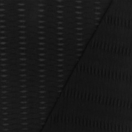 1 Yard Pure Black Cable Style Stretch Knit Fabric Semi Sheer 52 Inches Wide