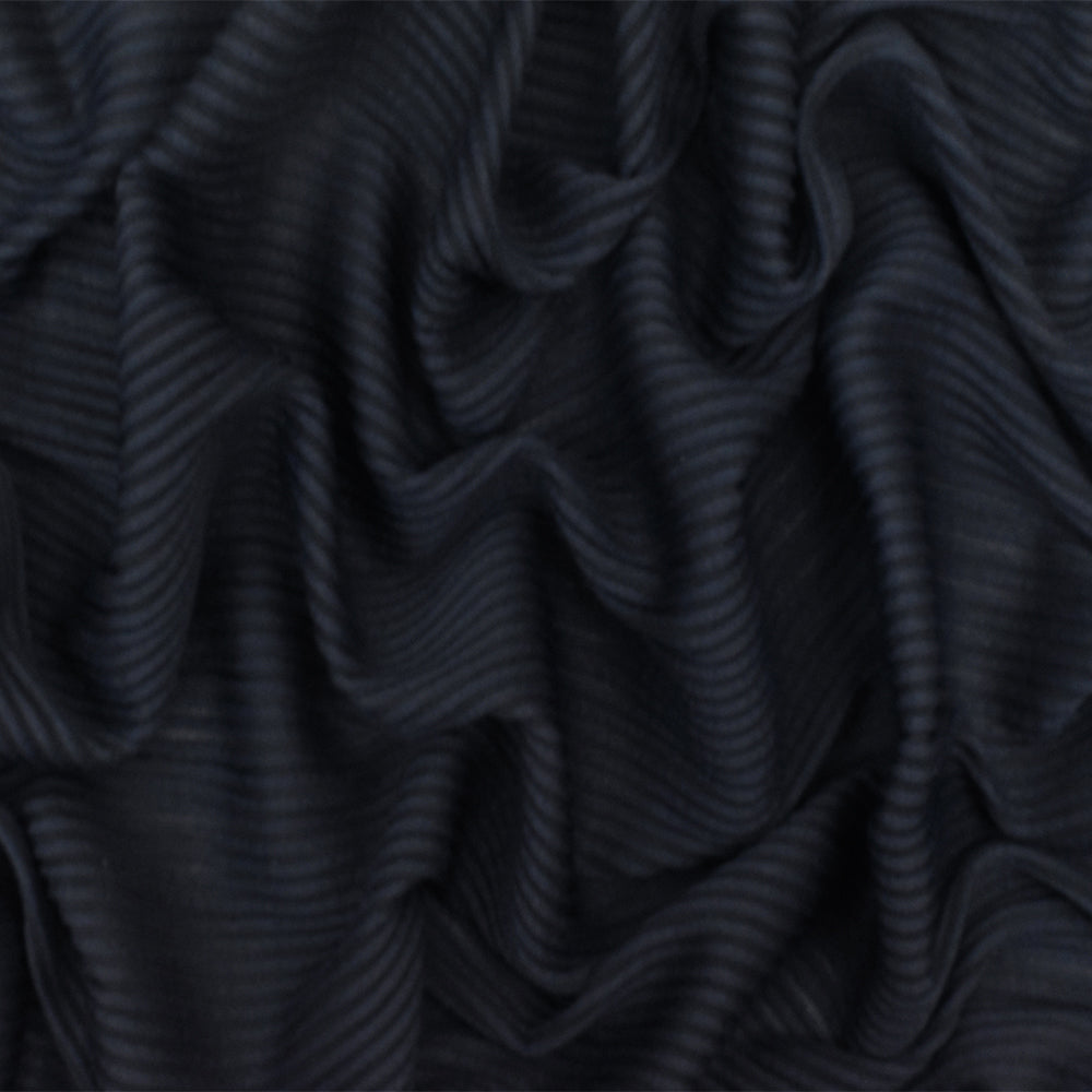 1 Yard Black Blue 3D Stripe Stretch Semi Sheer Knit Fabric 48 Inches