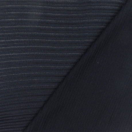 1 Yard Black Blue 3D Stripe Stretch Semi Sheer Knit Fabric 48 Inches