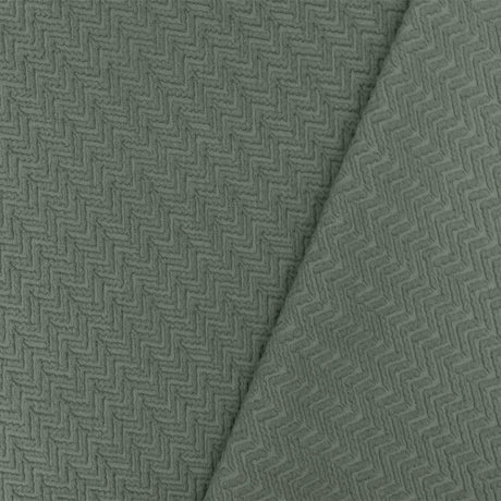 1 Yard Hunting Gray 3D Abstract Chevron Cloque Stretch Double Knit Fabric 51 Inches