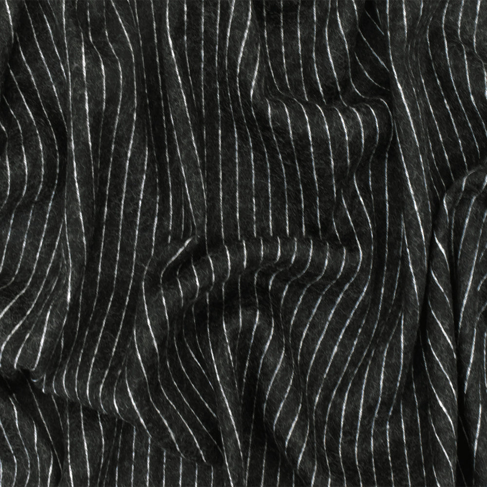 1 Yard Soft Black White Stripe Stretch Wool Brushed Double Knit Fabric 51 Inches