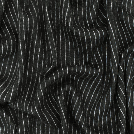 1 Yard Soft Black White Stripe Stretch Wool Brushed Double Knit Fabric 51 Inches