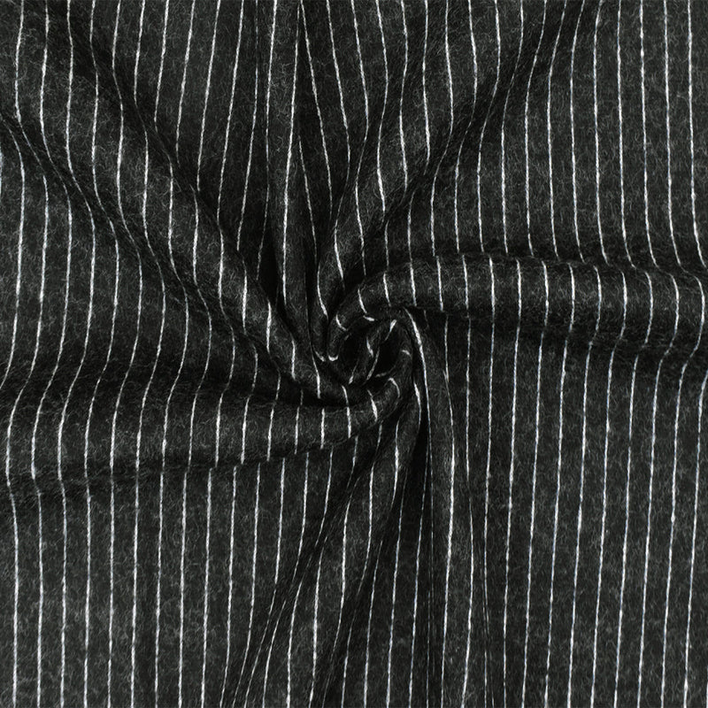 1 Yard Soft Black White Stripe Stretch Wool Brushed Double Knit Fabric 51 Inches