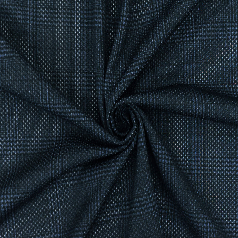 1 Yard Dusty Blue Black Plaid Stretch Polyester Mesh Knit Fabric Wide Athletic Grade 62 Inches