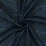 1 Yard Dusty Blue Black Plaid Stretch Polyester Mesh Knit Fabric Wide Athletic Grade 62 Inches