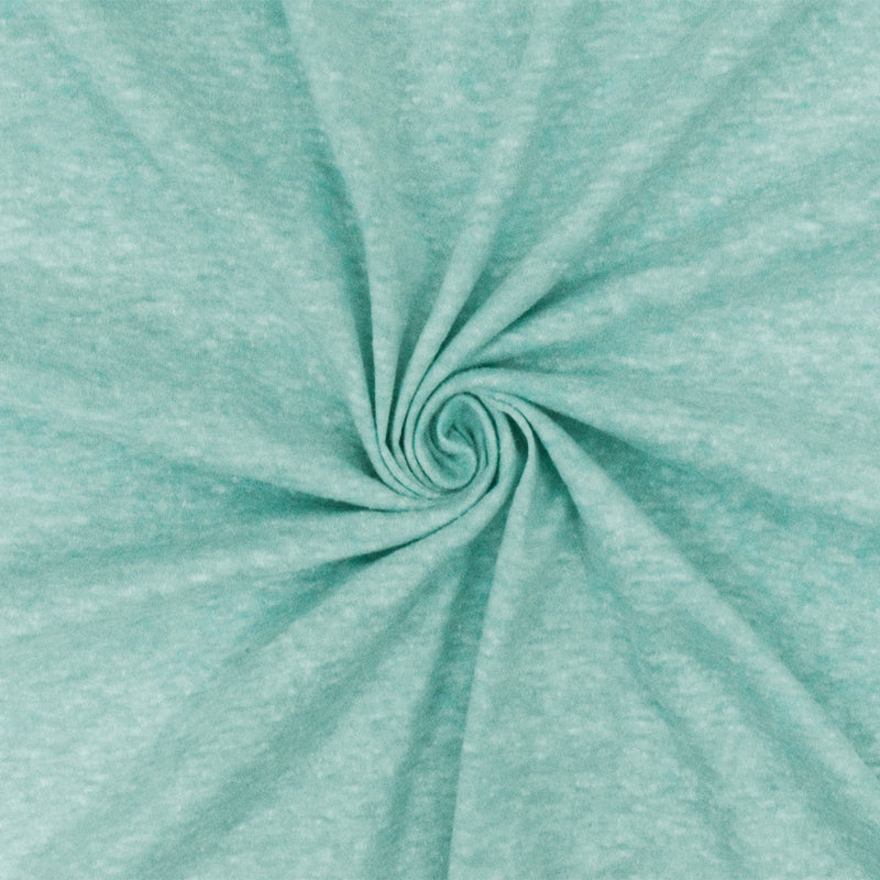 1 Yard Clean Teal White Slub Texture Stretch Polyester Jersey Knit Fabric for Apparel Blouses Dresses 59 Inches Width
