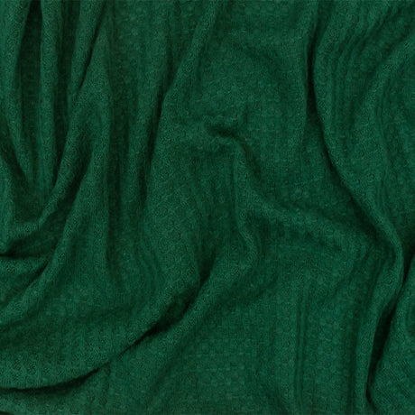 1 Yard Kelly Green Solid Stretch Polyester Thermal Waffle Knit Fabric for Activewear Dresses Blouses 64 Inches Width