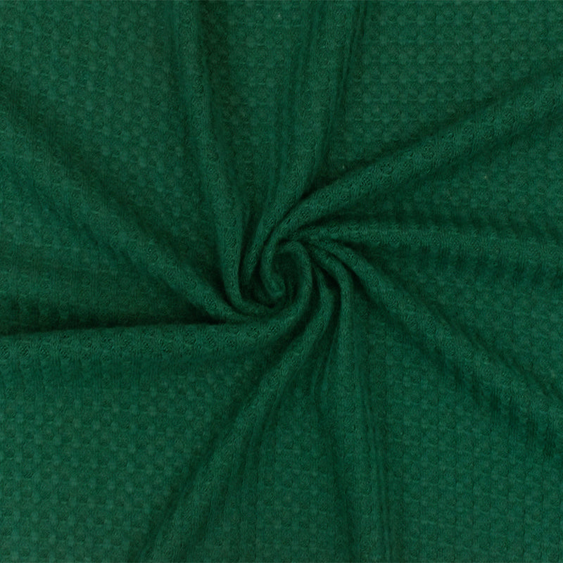 1 Yard Kelly Green Solid Stretch Polyester Thermal Waffle Knit Fabric for Activewear Dresses Blouses 64 Inches Width