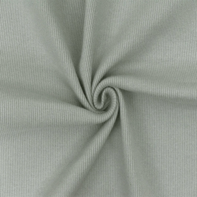 1 Yard Cloud Gray Solid Stretch Cotton 2X2 Rib Knit Fabric for Activewear Jackets Dresses 54 Inches Width