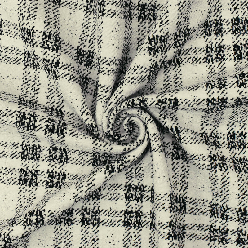 1 Yard Black and White Plaid Jacquard Stretch Nylon Spandex Fabric for Sportswear and Fashion Projects 47 Inches Width