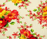 1 Yard Ivory Pink Multi Rayon Floral Printed Stretch Spandex Jersey Knit Fabric 64 Inches Wide