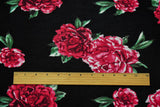 1 Yard Black Red Green Cotton Floral Stretch Spandex Jersey Knit Fabric 64 Inches Wide