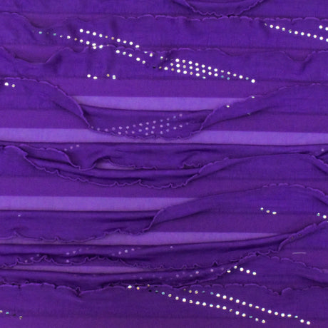 1 Yard Ultra Purple Silver Foil Dot Printed Stretch Poly Ruffle Knit Fabric 52 Inches Wide