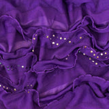 1 Yard Ultra Purple Silver Foil Dot Printed Stretch Poly Ruffle Knit Fabric 52 Inches Wide