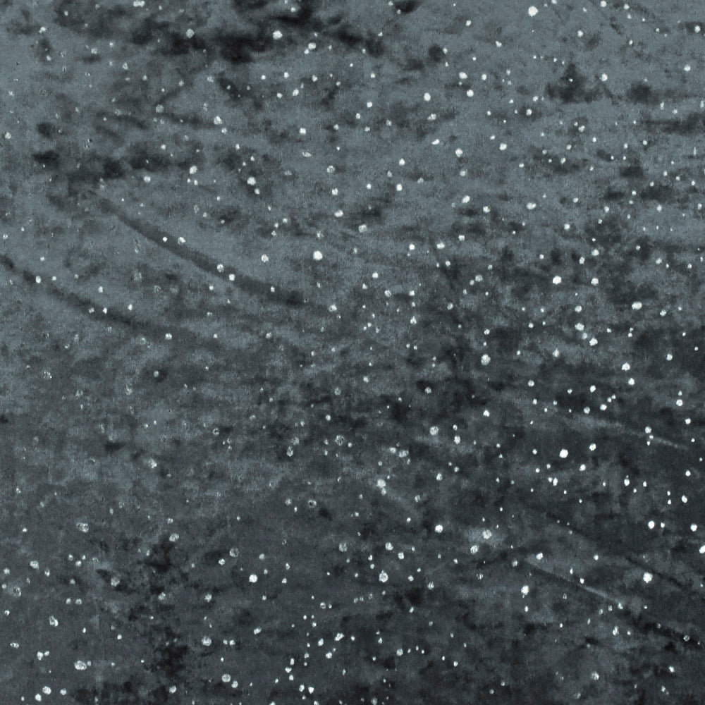 1 Yard Galaxy Blue Silver Drip Dot Foil Stretch Velvet Knit Fabric 61 Inches Wide