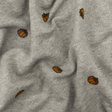 1 Yard Heather Gray Orange Multi Pumpkin Printed Cotton French Terry Knit Fabric Soft Stretch 60 Inches