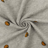1 Yard Heather Gray Orange Multi Pumpkin Printed Cotton French Terry Knit Fabric Soft Stretch 60 Inches
