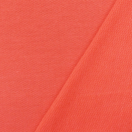 1 Yard Coral Orange Cotton Baby French Terry Knit Fabric For Dresses And Activewear 64 Inches Width