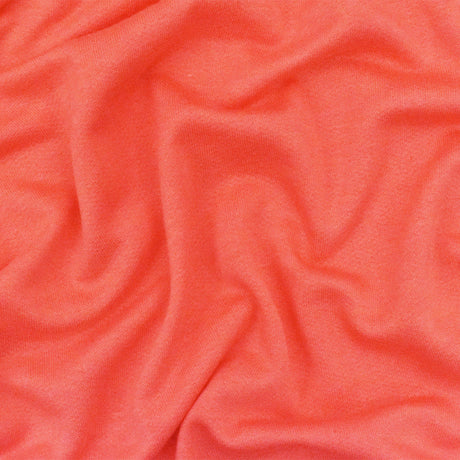 1 yarda de tela de punto French Terry de algodón color coral naranja para vestidos y ropa deportiva, ancho de 64 pulgadas