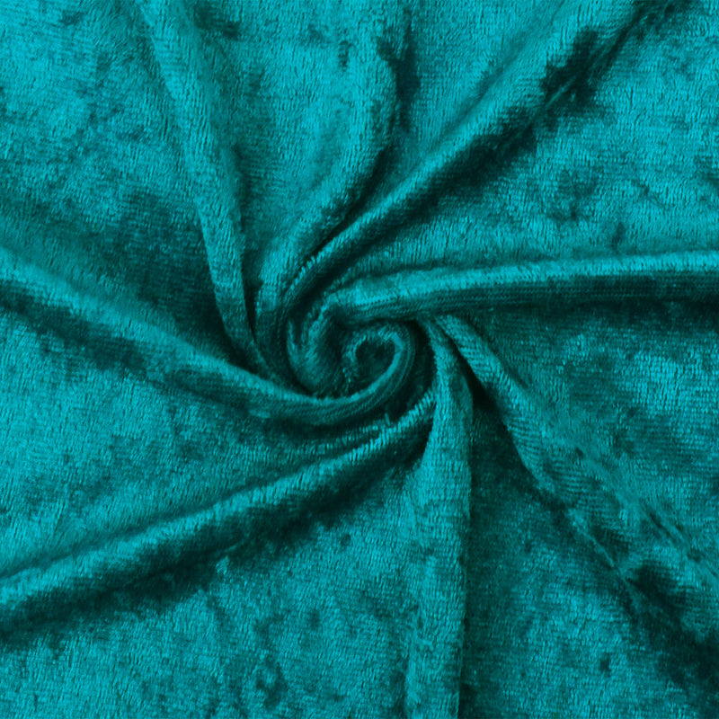 1 Yard Teal Solid Stretch Poly Spandex Crushed Knit Velvet Fabric Suitable For Dresses, Blouses, And Dancewear 60" Width