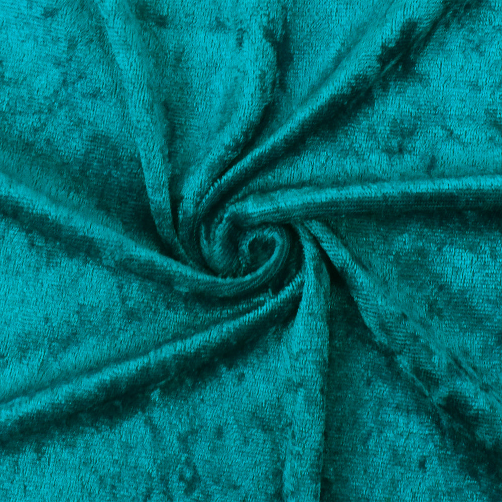 1 Yard Teal Solid Stretch Poly Spandex Crushed Knit Velvet Fabric Suitable For Dresses, Blouses, And Dancewear 60" Width