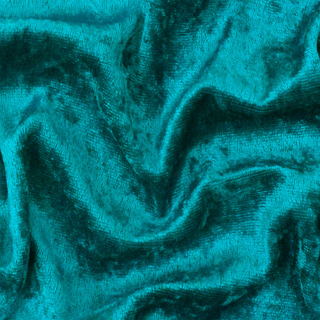 1 Yard Teal Solid Stretch Poly Spandex Crushed Knit Velvet Fabric Suitable For Dresses, Blouses, And Dancewear 60" Width