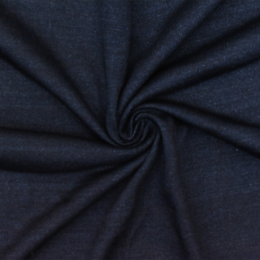 1 Yard Navy Blue Black Semi-Sheer Slub Cotton Spandex Stretch Jersey Knit Fabric 70" Width