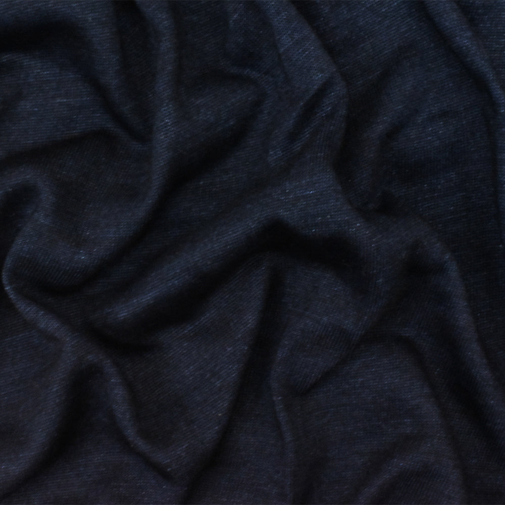 1 Yard Navy Blue Black Semi-Sheer Slub Cotton Spandex Stretch Jersey Knit Fabric 70" Width