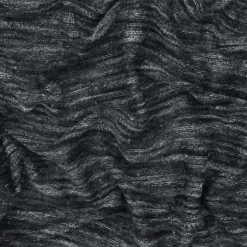 1 Yard Black Gray Texture Slub Cotton Stretch Spandex Jersey Knit Fabric 68" Width