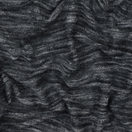 1 Yard Black Gray Texture Slub Cotton Stretch Spandex Jersey Knit Fabric 68" Width