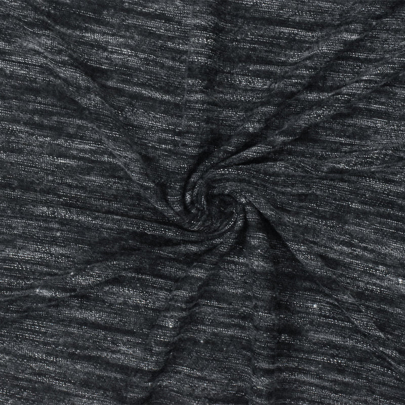 1 Yard Black Gray Texture Slub Cotton Stretch Spandex Jersey Knit Fabric 68" Width