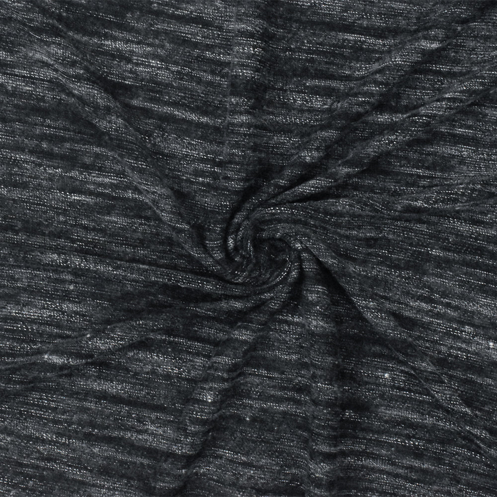 1 Yard Black Gray Texture Slub Cotton Stretch Spandex Jersey Knit Fabric 68" Width