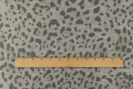 1 Yard Stretch Hacci Knit Fabric Gray Multi Cheetah Pattern Poly Rayon Blend 56" Wide