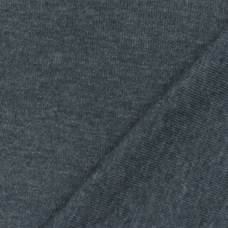 1 Yard Heather Gray Rib Knit Fabric Organic Cotton Poly Spandex Blend 47 Inches Width